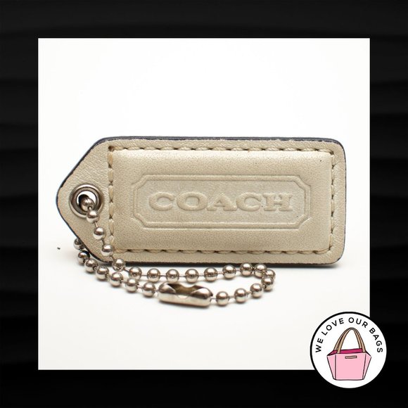 Coach Accessories - 2" Medium COACH WHITE LEATHER KEY FOB BAG CHARM KEYCHAIN HANGTAG TAG